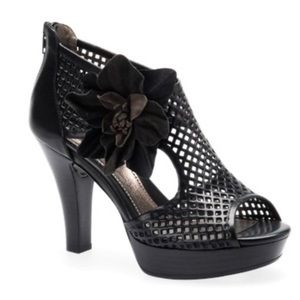 Sofft Womens St. Malo Booties, Platform Peeptoe Shoes Sz 8 Black Leather